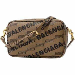 BALENCIAGA Signature Monogram Camera Bag canvas Beige Tan black